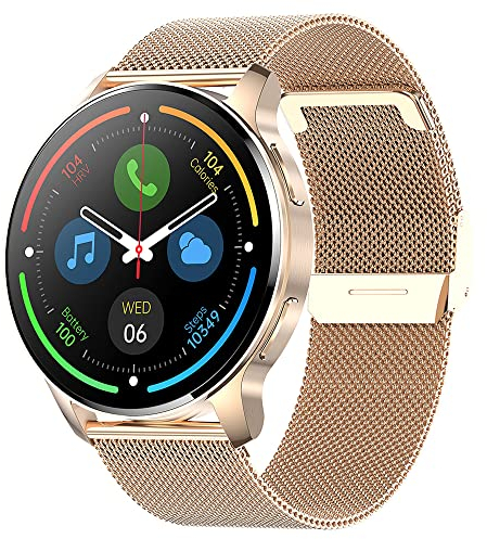 Orologio Smartwatch Donna Chiamate Rotondo con 360 * 360 Risoluzione IP67 Impermeabile Pedometro 20 Sport APP Notifica Promemoria per Android iPhone