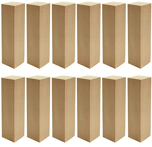 Basswood Carving Blocks,12 Pcs Unfinished Wood Blocks Natural Whittling Blocks Beginners Carving Kit for DIY Carving, Shaping, Painting Creative Wood Art