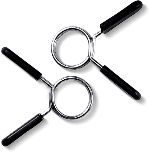 MuscleForge Collares Resorte Mancuerna Barra 25mm - Par Cierre Muelle Antideslizante, Cambio Rápido, Agarre Goma, Acero Robusto, Gym Crossfit, Entrenamiento Fuerza, Fijación Firme Discos