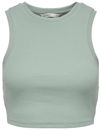 Only Onlvilma S/L Cropped Tank Top Jrs Noos, Maglietta e Top Donna, Verde, M