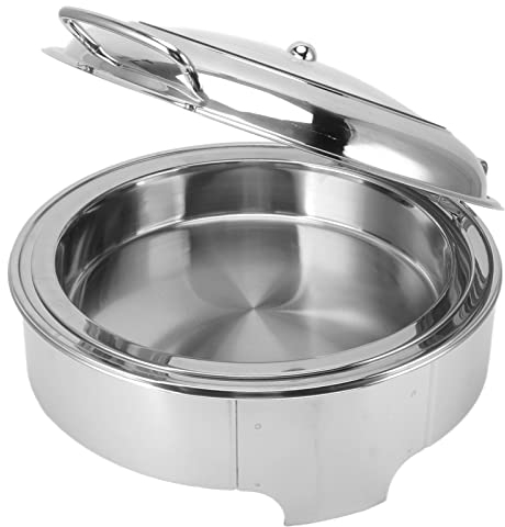 UPQRSG Runder Chafing Dish, Rolltop Buffetbesteck und Wärmer Aus Edelstahl, Komplettes Set mit Essenstablett, Wassertablett, Essenspfanne für Hochzeitsfeier, Bankettveranstaltung