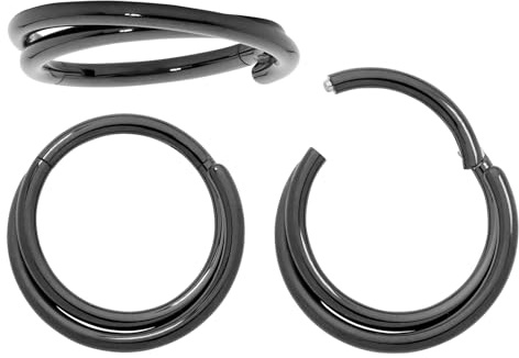 365 Sleepers (10mm) Titan 1,2 mm Doppelring Segment Nasenring Hoop Knorpelohrring Septum Clicker Klappbarer Lippen Conch Daith Helix Rook Tragus Lobe Snug Piercing Schmuck