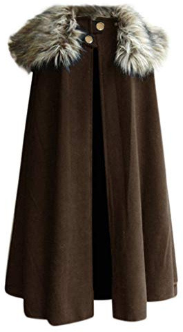 Herren Fellkragen Umhang Mittelalter Gothic Vintage Poncho Cape Pelzkragen Winter Warm Lange Cardigan Mantel Männer Outwear Winddichte Winterjacke Trenchcoat Halloween Cosplay Kostüm Faschingskostüme