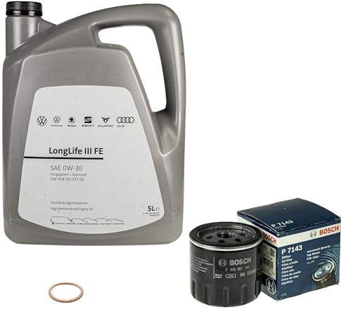 Inspektionspaket Wartungspaket Filterset mit 5 L 0W-30 Motoröl LongLife 3 FE, Ölfilter Ölablassschraube-Dichtring