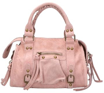 Gave Lux Borsa a Spalla Donna Vera Pelle Scamosciata 25cm, Prodotto Artigianale Made in Italy, Con Manico a Tracolla, GLX220609123FBG