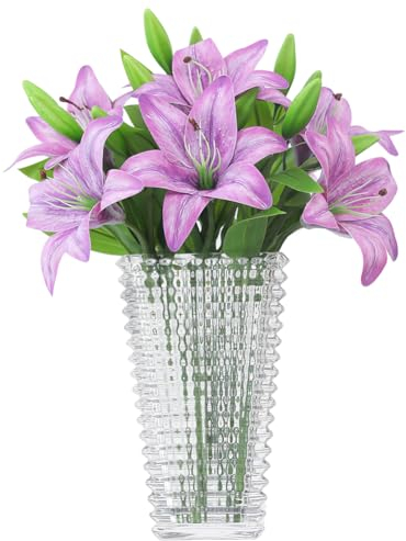 Olrla fiori artificiali faux del giglio 6 mazzi di fiori, reale di tocco falsificazione fiore per la casa festa di nozze decorazioni, negozi, sistemazione flora (Viola)