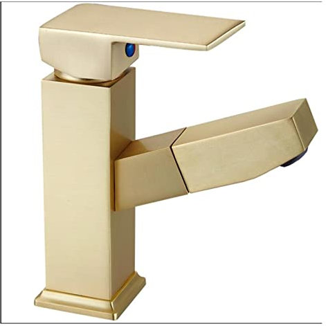 VZJIUOJW Waschtischarmatur Einhebel-Mischbatterie aus Messing for Waschbecken, Waschbecken, Goldbürste(with Overflow)