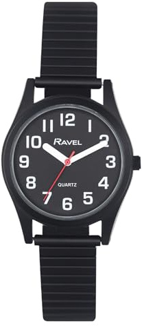 Ravel - Unisex Super Bold Sight Aid Watch with Big Numbers on Stainless Steel Expander Bracelet