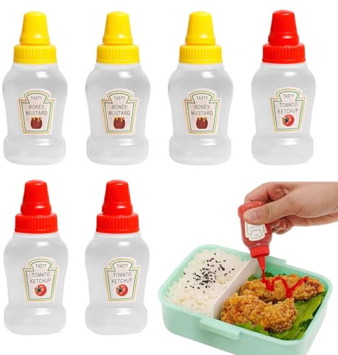Banjiabb 6 Stück Mini Maggi Fläschchen 25ml, Ketchup, Saucenflasche, Dressing Spender für Senf, Mayo, Heißes Gericht, Olivenöl - für Zuhause & Restaurant