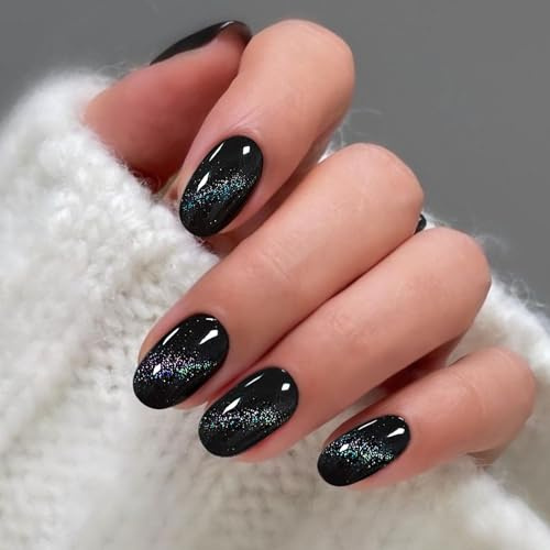 JMEOWIO Nagelfolie Halloween Schwarzes Katzenauge Gel Nail Nagelfolien Selbstklebend Nail Sticker Uv Härtend Dekoration Nageldesign Zubehör