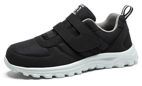 RUYI Chaussures pour diabétiques pour hommes et femmes extra larges pour personnes âgées orthopédiques santé chaussures de marche ultra légères avec fermeture pour pieds gonflés, Noir, 38 EU