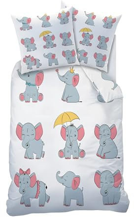 Qiwagu Bettwäsche 90x200 Elefant Elefant Bettbezug 90x200 mit Reißverschluss Bettwäsche Set 2 Kissenbezug 80x80 cm Deluxe Atmungsaktiv Reversibel Mikrofaser