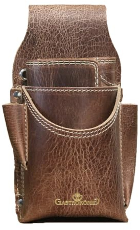 Gastrokönig Kellnertaschen-Set, das Original, Garantie lebenslang, Kellnergeldtasche, Kellner-Portemonnaie, Kellnerbörse aus Leder, für Männer und Frauen (Bison Braun Used)
