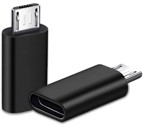 Mepsies Adaptador USB C a Micro USB 2 Piezas, Adaptador Micro USB (Macho) a Tipo C (Hembra) Compatible con Samsung Galaxy S7/S6/S5/S4/S3, Note 5/4/3, Teléfonos Android y Dispositivos microUSB (Negro)
