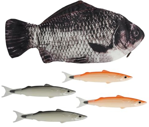 Fisch Geformt Federmäppchen Neuheit Fisch Federbeutel Fisch Geldbörse Lustige Federmäppchen, Lustiges und Innovatives Design, Ideal für Schule und Büro, Gepolstertes Innenfutter für Schutz, Schwarz