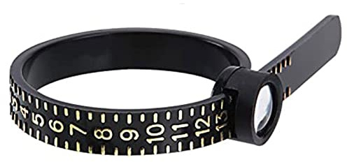 Jauge de taille de bague réglable, ensemble de mesure de baguier avec loupe, outil de mesure de baguier, mesureur de bague, baguier de bague 1-17 taille de bague américaine