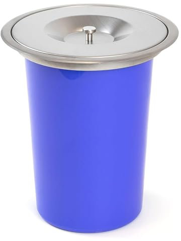 WELL HOME - Cubo de basura integrable en encimeras, con tapa en acero inoxidable de 8L Azul