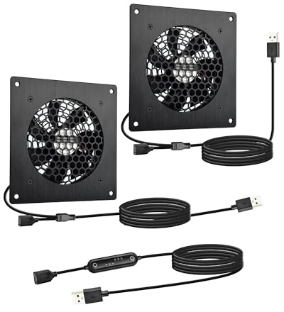 euroharry Ventilador silencioso USB de 120 mm, 6 velocidades de viento y controlador de sincronización inteligente, motor resistente a la humedad (IPX5) resistente al polvo, compatible con amplio