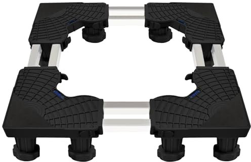 Base para lavadora con 12 patas robustas, se adapta perfectamente a lavadoras, frigoríficos y secadoras, ajustable y con alta resistencia al deslizamiento y absorción de impactos (negro)