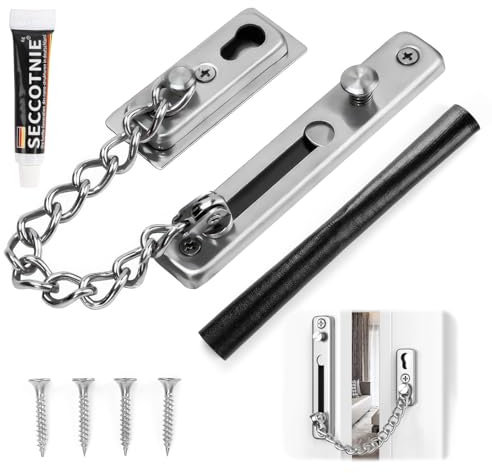 Door Chain Lock,Heavy Duty Stainless Steel Security Chain Lock,Anti-Theft Latch Door Chains for Front Door Sliding Bolt Guard Safety Lock for Front Door, Security for Home, Hotel (Silver)