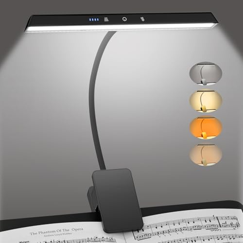 Professional Rechargeable Music Stand Light - 1/2/4 Pack Eye Caring 47 LED Clip on Piano Lights, 4 Color & 3 Brightness, USB-C, Long Lasting up to 110 Hours, Portable Lamp for Musician, Piano, Reading