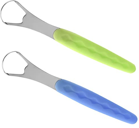 BESTYASH 2 Set Spazzole per Lingua Inossidabile Strumenti Portatili per Orale Facili Usare Viaggi e Uso Rimuovi Tossine e Mantieni una Lingua Sana