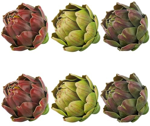 LibeLiro 6Pcs Large Colorful Faux Artichokes for Decoration,Artificial Artichokes Decor for Decoration Bowls,Faux Vegetables and Fruit for Kitchen,Party,Home,Table Decorations