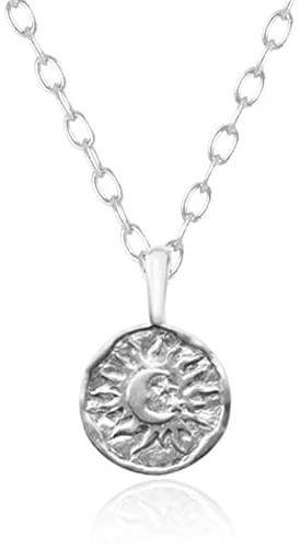 Silverhalsband med sol och måne berlock – Mystisk elegans av Elenza