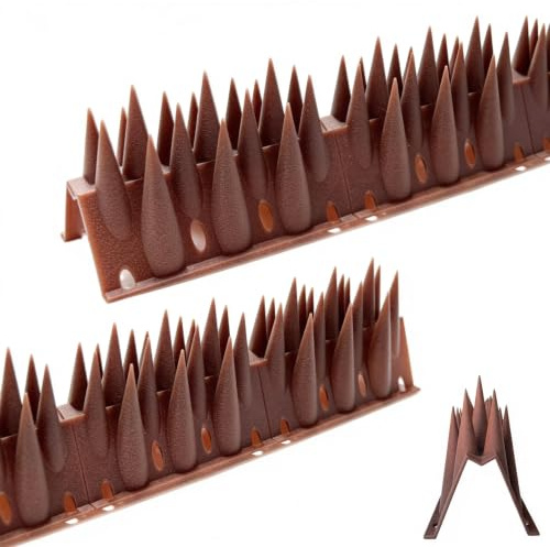 KOKMEYA 3.6m Pinchos para Pájaros, Pinchos para Palomas Forma de M Extra Altos 7cm para Ahuyentar Palomas, Púas para Vallas y Muros contra Pájaros o Gatos, Ahuyentador de Pájaros, Marrón