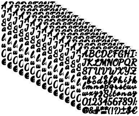leruiyezs 14 Hojas 1176 Letras Adhesivas,De Vinilo,Número Negro,Para Scrapbooking, Manualidades,Álbumes De Fotos,Tarjetas De Felicitación,Superficies Lisas DIY,Pegatinas Letras Autoadhesivas
