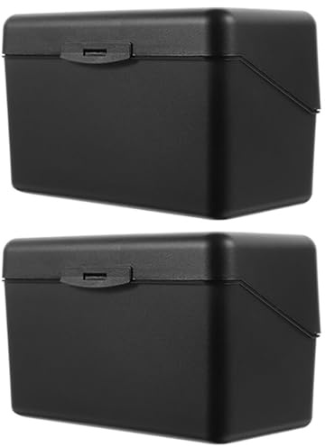 EXAOMBLE Porta Schede in PP Nero 3×5 Pollici Set 2 Pezzi Scatola per Biglietti da Visita da Tavolo Resistente e Portatile Organizer per Ufficio Cliniche e Viaggi