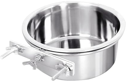 Dog Food Bowl | Stainless Steel Crate Water Bowl - Pets Feeder Small Animal Cup, Wall Mounted Comfort Feeding Bowls for Kennel Crate Cage