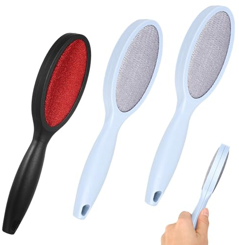 3 Stück Kleiderbürste Fusselbürste Tierhaare, Fusselrasierer, Fusselentferner Kleidung, Flusenbürste, Doppelseitige Veloursbürste, Haaren Textilbürste, Anti Haar und Fusselbürste von Kleidung Möbeln