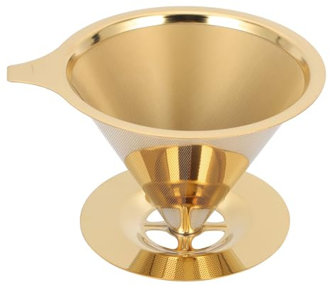 ibasenice Filtro a Doppio Strato in Acciaio Inossidabile per Caffè Riutilizzabile Facile da Pulire, Filtro senza Carta per Preparare Caffè Americano in Casa