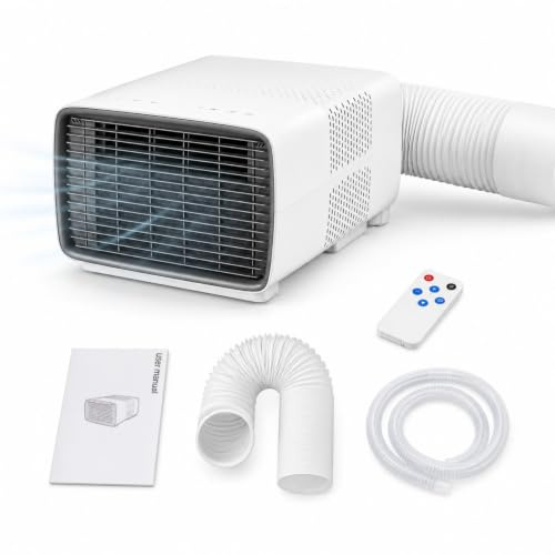 Condizionatore Mobile per Camera da Letto e Ufficio, Raffreddamento 900W, Potenza 280W, 45 dB Silenzioso, Timer 1-12H, Display Digitale, Telecomando