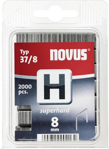 Novus Feindrahtklammern 8 mm superhart, für Hammertacker, 2000 Tackerklammern vom Typ H37/8, Heftmittel aus Stahldraht, 042-0370