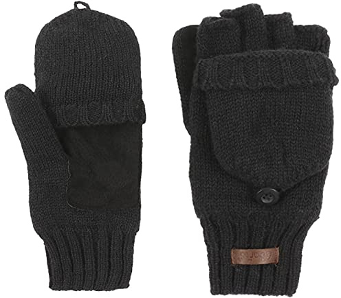 Barts Gants sans Doigts Haakon Boys Enfant - pour l'hiver en tricot avec doublure automne-hiver Hiver - 3 HS noir