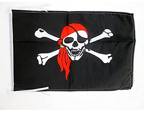 AZ FLAG - Drapeau Pirate foulard rouge - 45x30 cm - Pavillon Corsaire Avec Bandana 100% Polyester Avec Deux Cordelettes - 20g