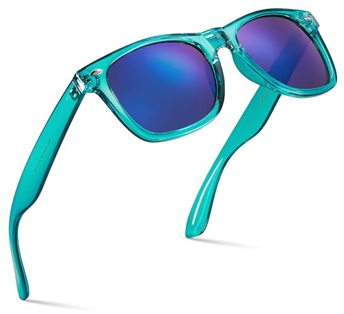 Retro Rewind Translucent Frame Colorful Neon 80s Sunglasses for Men Women - Reflective Mirrored Lens