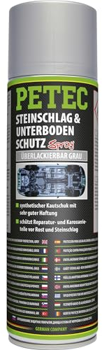 PETEC Unterbodenschutz Spray Steinschlagschutz überlackierbar. 500 ml Rostschutz in grau aus Kautschuk für Auto und Wohnwagen Unterboden 73350