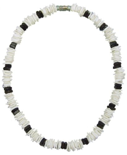 Native Treasure Unisex White Puka Shell Necklace – Genuine Philippine Clam Shell Chips – Handmade Tropical Bohemian Surfer Jewelry (14 inch)