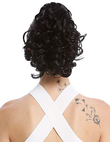 WIG ME UP - MKB-22-V-1 Toupet Coda di cavallo Fermacapelli a pettine Corti Voluminosi Ricci Nero