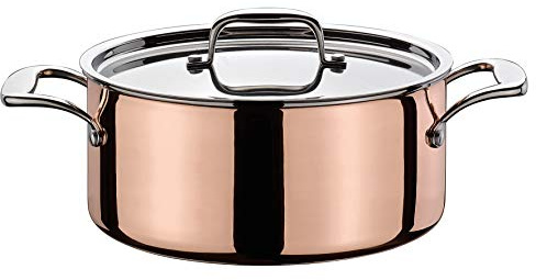 Spring Culinox Bratentopf mit Deckel, 4,7 L, Kupfer-Edelstahl, Ø 24 cm | Schmortopf, induktionsgeeignet, backofenfest, genietete Edelstahlgriffe, Innenskalierung, sämtliche Herdarten