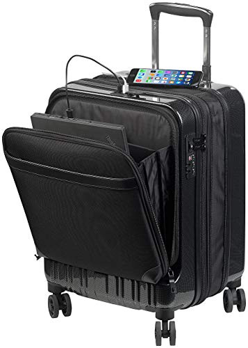 Xcase Koffer mit Dehnfalte: Handgepäck-Trolley mit Dehnfalte, Powerbank-Anschluss, TSA, 34/39 l (Hartschalenkoffer mit, Handgepäck Koffer mit, Akku)
