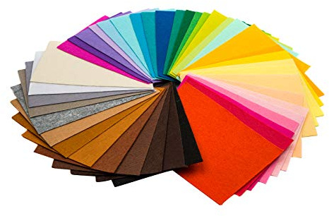 TRIXES 40PCS Hojas tela fieltro-Tejido Rizado Artesanía bricolaje-Forma rectangular multicolor-Corte a medida- para Álbum recortes arte y manualidades-30x 20cm