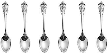 Silber Besteck-Set Barock, Antik Look, aus 18/10 Edelstahl Spiegelpolierte, ideal für Haus, Küche, Restaurant, Hochzeit, Partys, Nachmittagstee, Kaffeelöffel 6-teiliges, Länge 13.2cm