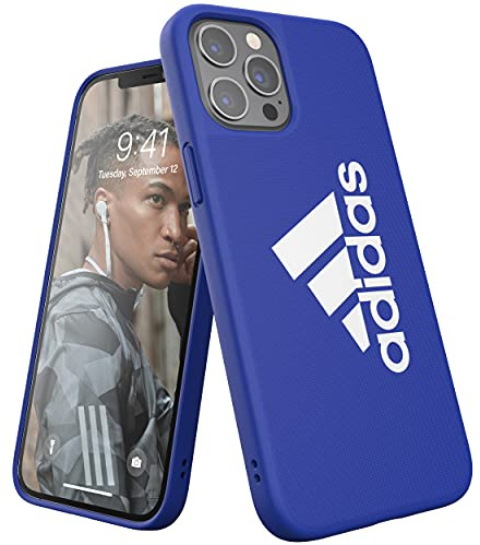 adidas Hülle Entwickelt für iPhone 12 Pro Max 6.7, Sports Iconic, Fallgeprüfte Hüllen, stoßfeste erhöhte Kanten, Sport Schutzhülle, Blau