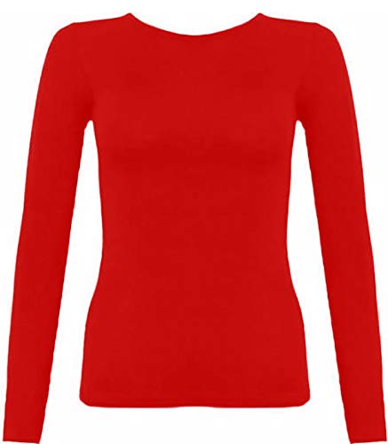 Kids Plain Basic Top Long Sleeve Girls Boys Uniform T-Shirt Tops 2-13 Years (9-10 Years, Red)