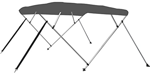 VidaXL - Toldo Bimini con 4 Arcos y toldo para Barco (Cubierta de Barco, Resistente a los Rayos UV, Exterior, 243 x 196 x 137 cm), Color Gris