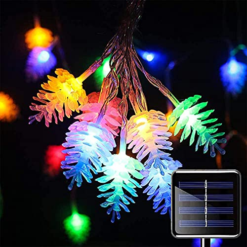 DINOWIN Solar Lichterkette Außen wetterfest 30 LED 21Ft Wasserdicht Tannenzapfen Lichterkette Kiefernzapfen Weihnachten Lichterketten für Zimmer Hochzeiten Christbaumschmuck (Mehrfarbig)